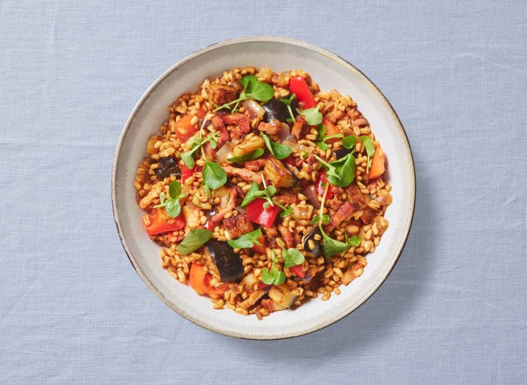 AH verspakket spelt risotto met aubergine recept - Allerhande | Albert ...
