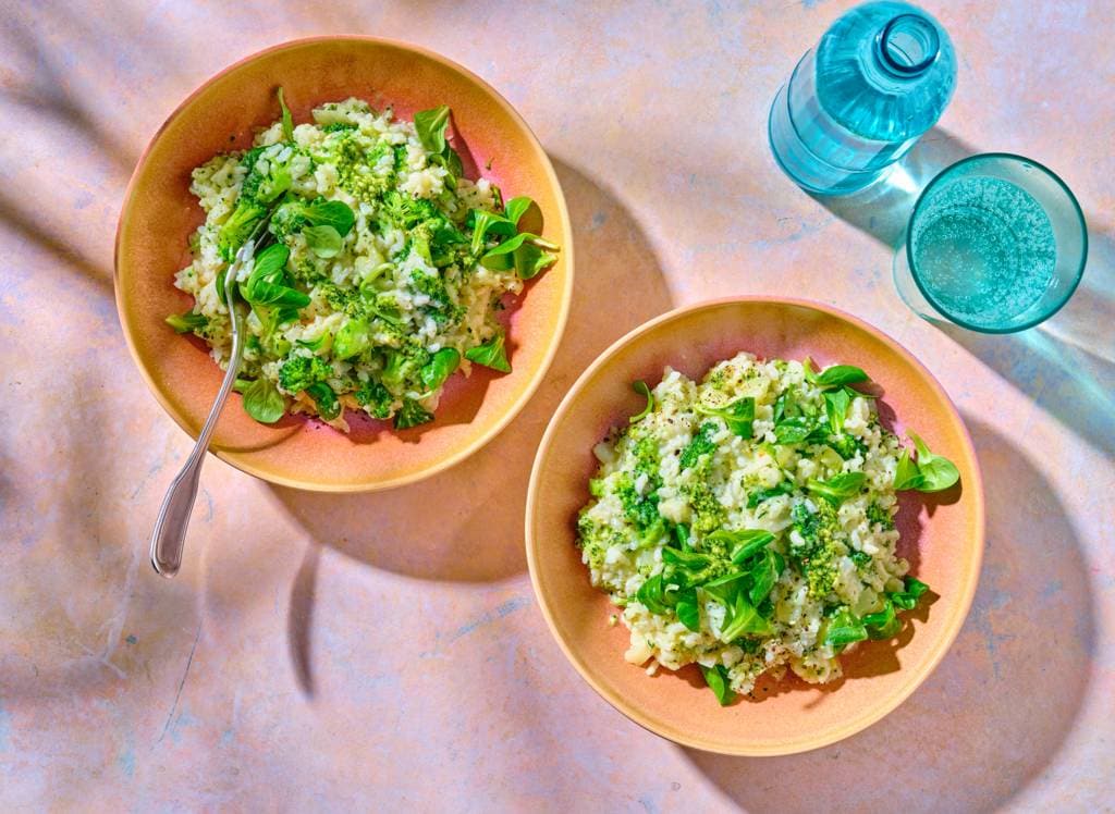 Risotto met pesto en veldsla