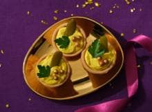 Mini-schelpen met truffel en gouden glitter