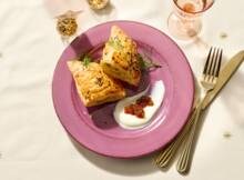 Paratha-taartje met halloumi van Veggilaine