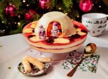 Een grote schaal om je zelfgemaakte vlaflip in te delen én een iglo van witte chocolade. En wie zijn dat? Een sneeuwman en hamster?!