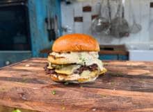 Cheese and onion smash burger van The Twisted Chef