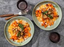 Risotto met winterpeen, oesterzwam en Parmezaanse kaas