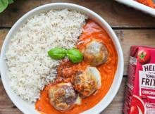 Gehaktballetjes in tomatensaus met rijst van Heinz (advertentie)