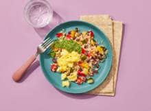 Bonenrijst met roerei en romige spinaziesaus van Kindergarden