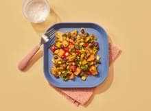 Zoete aardappel met zwarte bonen, mais en tomaat van Kindergarden