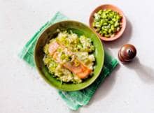 Zalm uit de oven met aardappel-preipuree en edamamesalade